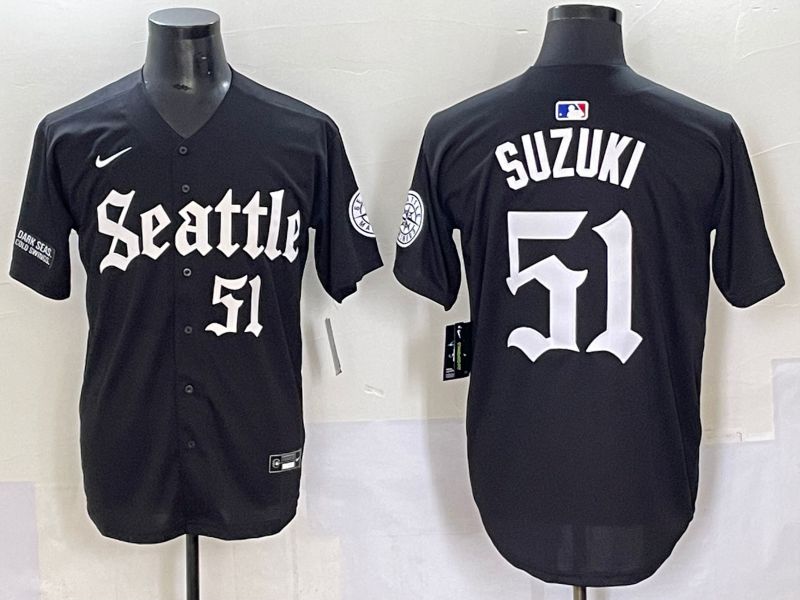 Men 2025 Seattle Mariners 51 Suzuki Five generations Joint Name Nike MLB Jersey style 9